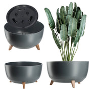 Vaso da fiori KADAX 47 cm con coperchio e piedini interni, colore antracite