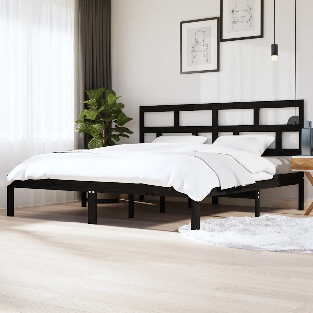 Giroletto Nero in Legno Massello di Pino 200x200 cm cod mxl 59374