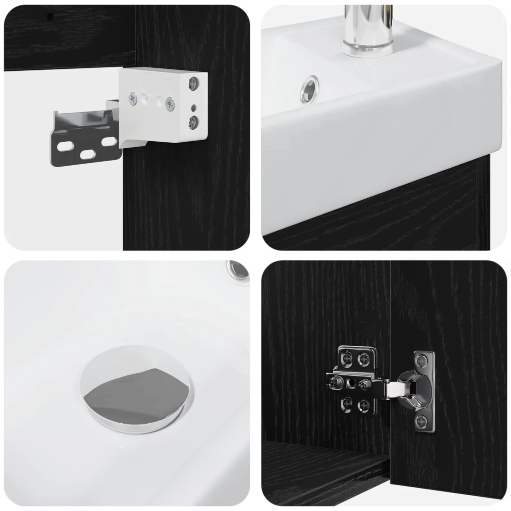 Mobile bagno con rubinetto Rovere Nero 40,5 x 22,5 x 62 cm