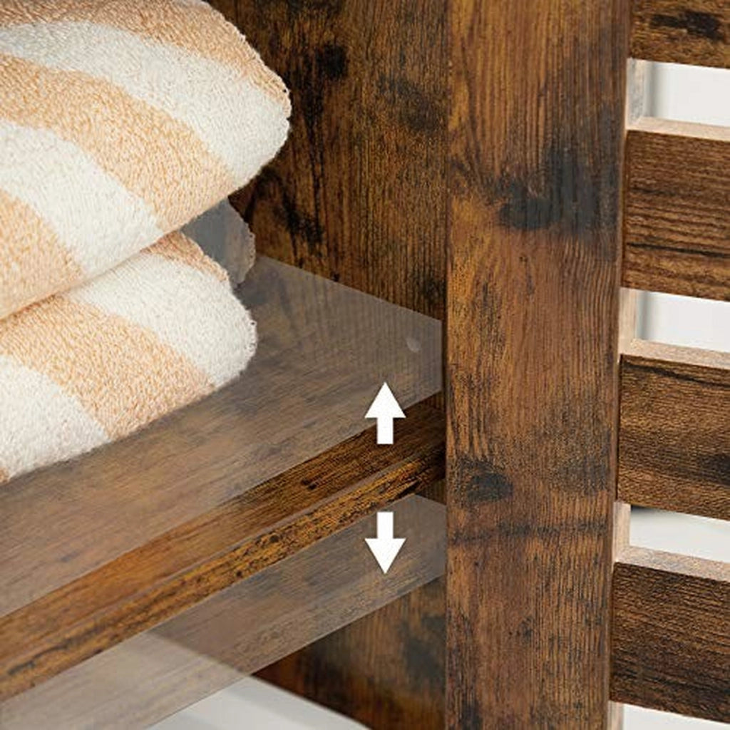 Colonna Bagno Loft in Legno Rustico con Ante a Persiana