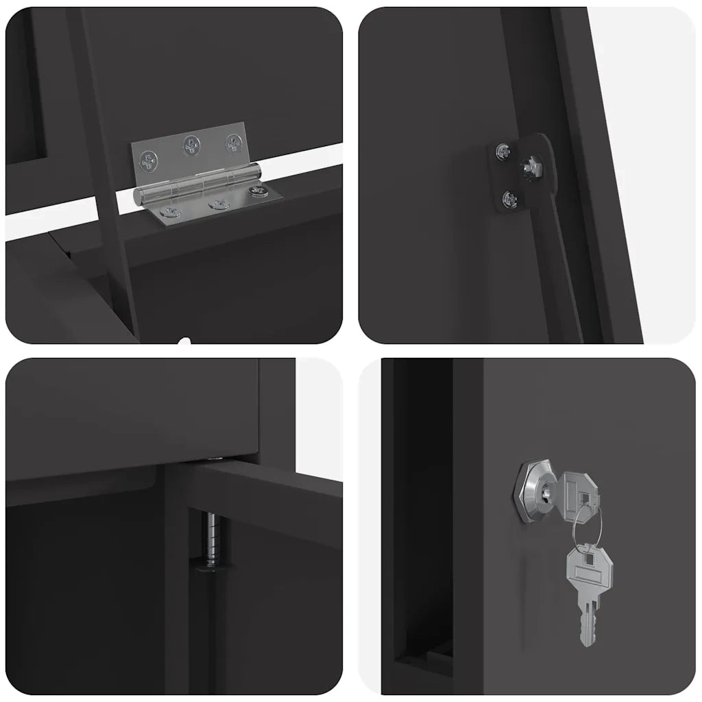 vidaXL Cassetta per pacchi Nero 44.5 x 29 x 110.5 cm Acciaio