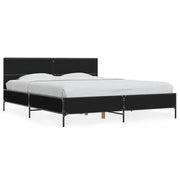 Letto matrimoniale | Letto per adulti | Giroletto Nero 150x200 cm in Legno Multistrato e Metallo