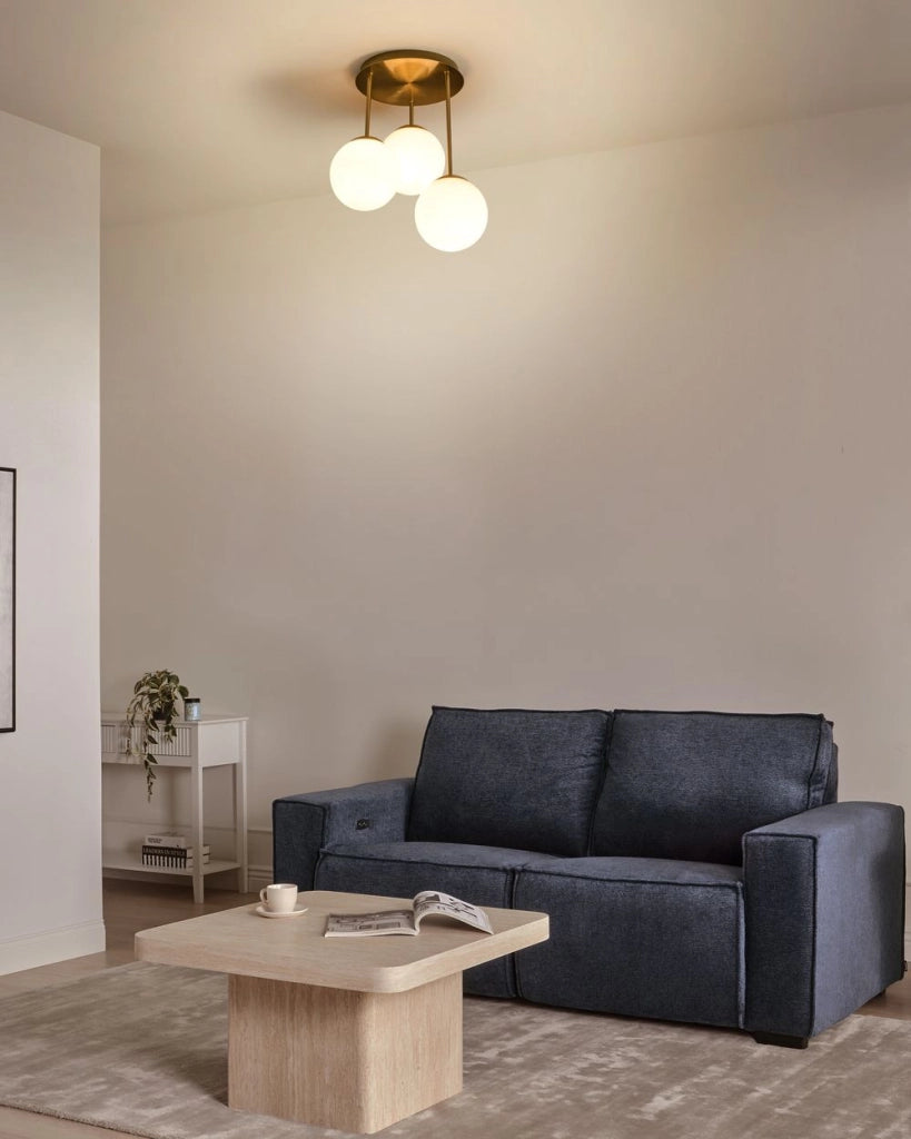 Lampadario a 3 luci con paralume moderno ottone Riana
