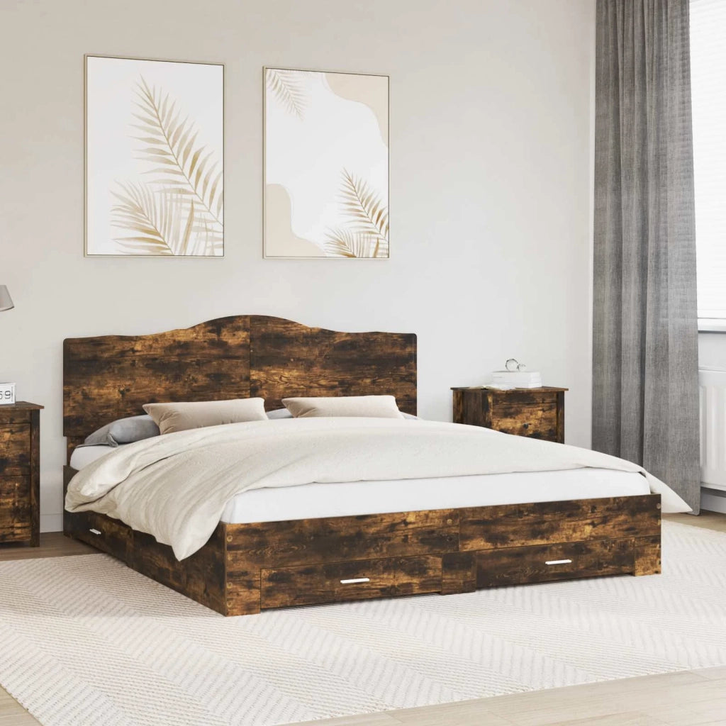 Struttura del letto Rovere fumé 200 x 200 cm Legno multistrato