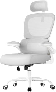 SONGMICS Sedia Ergonomica da Ufficio, Sedia Computer, Tessuto Rete a Doppio Strato, Braccioli Sollevabili, Supporto Lombare Adattabile, Poggiatesta Regolabile, per Studio, Grigio Tortora OBN041G01