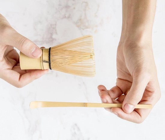 Set di servizio per Matcha con guaina di bambù - 100 fili e set di cucchiai Chasaku - accessorio tradizionale per la preparazione di Matcha