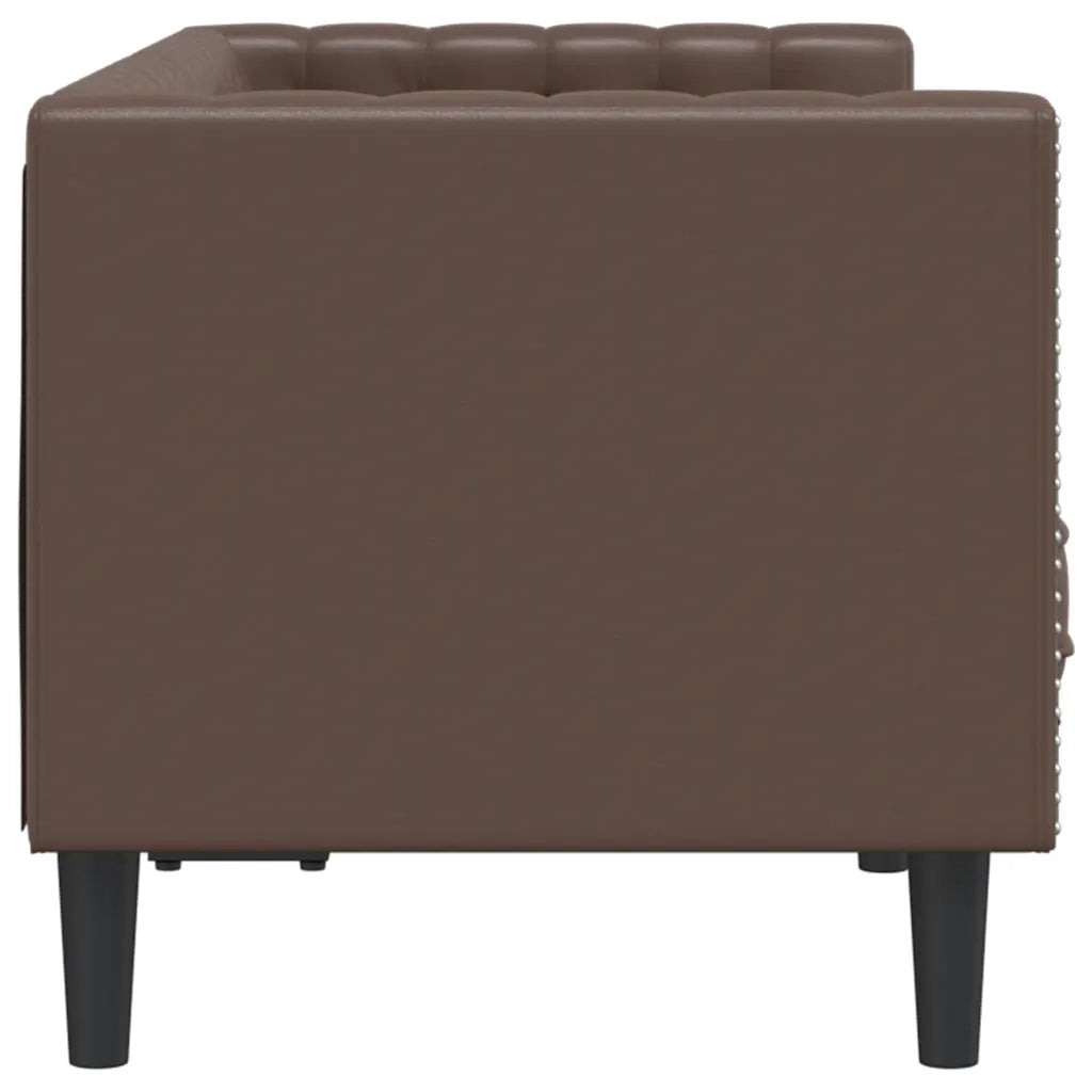 Divano Chesterfield a 2 Posti-Sofa 2 Posti-Divanetto Marrone in Similpelle