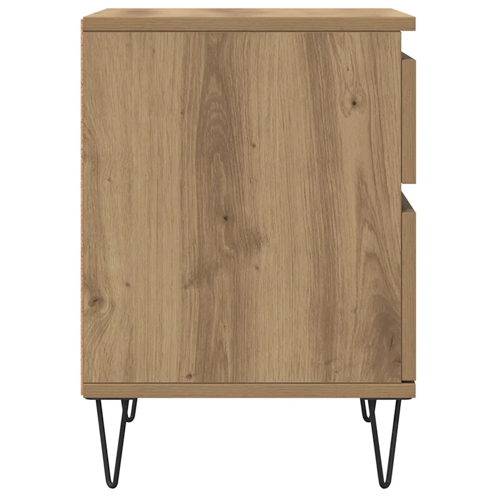 Comodino | Armadio da Notte | Mobiletto da notte Rovere Artigianale 40x35x50 cm in Legno Multistrato