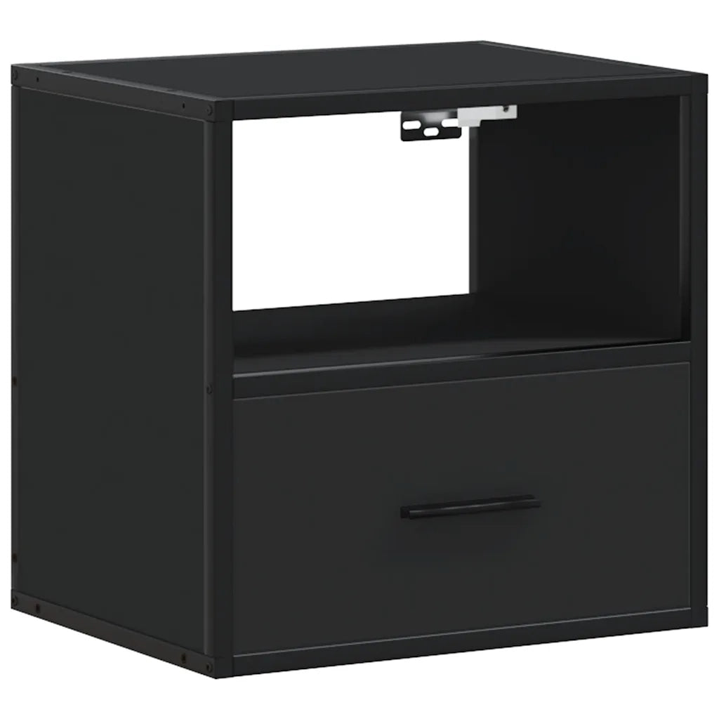 Comodino | Armadio da Notte | Mobiletto da notte a Muro Nero 40x31x39,5 cm