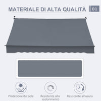 Tenda da Sole a Bracci Avvolgibile 400x120H cm con Struttura Telescopica Grigio