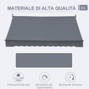 Tenda da Sole a Bracci Avvolgibile 400x120H cm con Struttura Telescopica Grigio