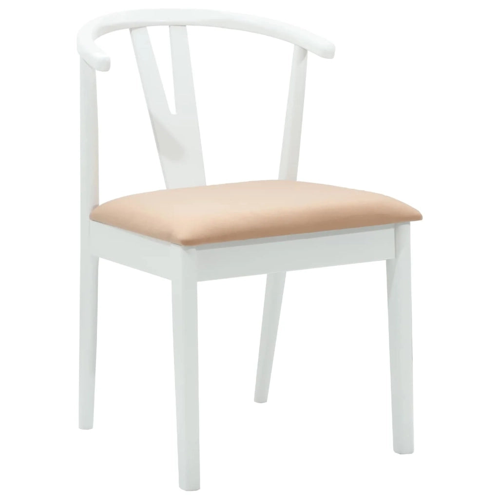 Sedia da pranzo 2 pcs Bianco e marrone Legno di gomma solido