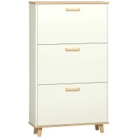 Mobile Scarpiera Salvaspazio in Truciolato con 3 Cassetti e 2 Ripiani Interni Regolabili, 70x23.5x122 cm, Bianco