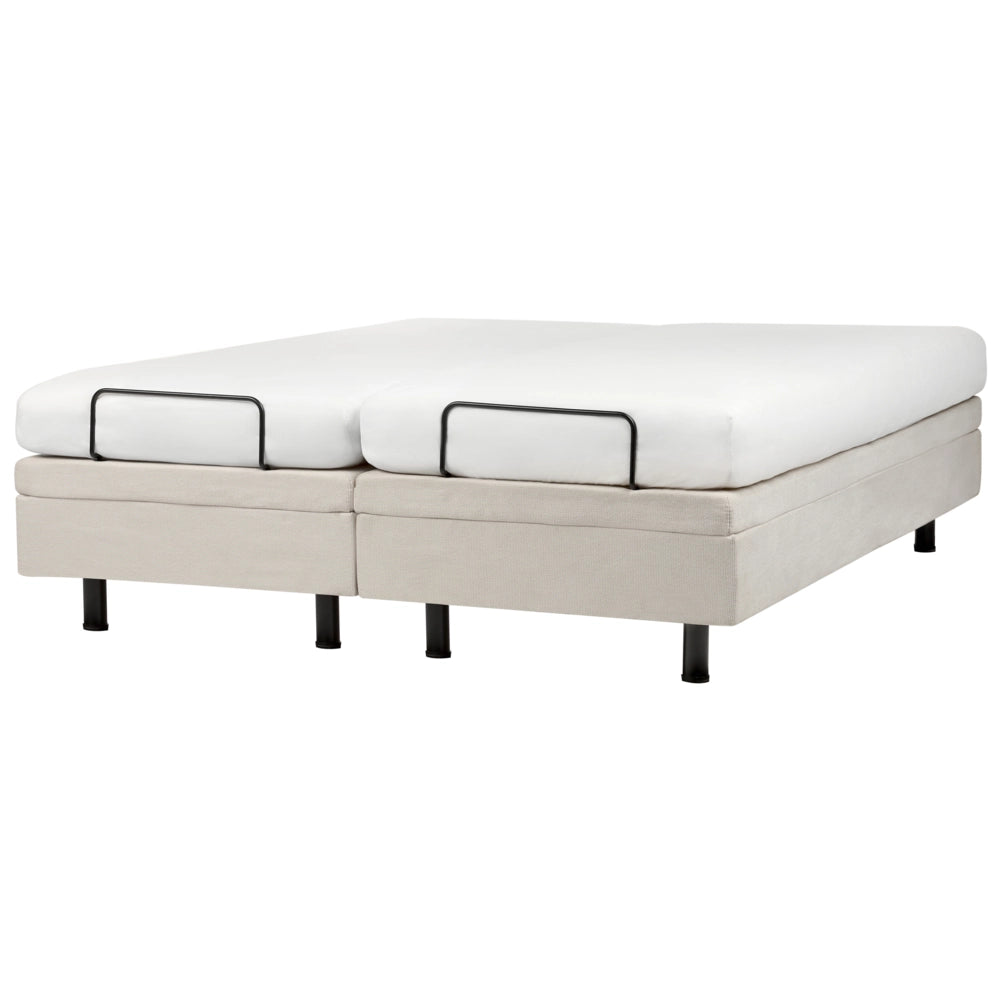 Letto elettrico matrimoniale tessuto beige chiaro  regolabile con telecomando senza testiera 160x200 cm stile moderno