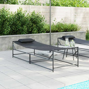 Lettino da Giardino 2 pcs Nero Acciaio verniciato a polvere 42003023