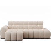 Divano angolare trasformabile BULLA 3 posti beige – velluto a coste con estensione della seduta elettrica