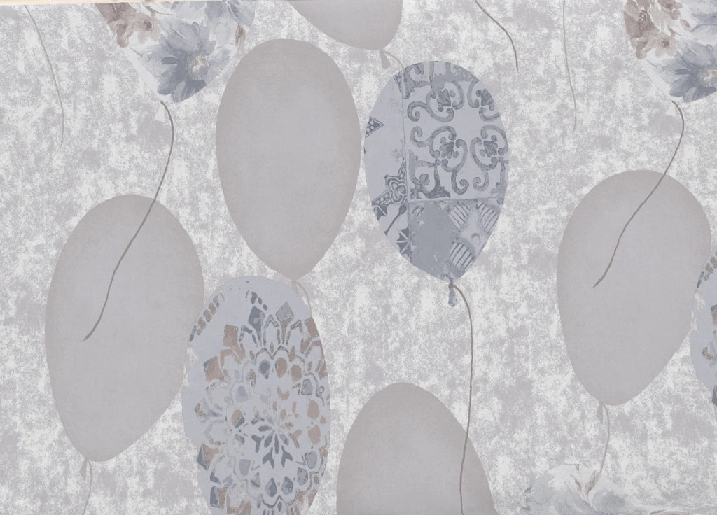 Completo Lenzuola Letto Pensieri Delicati 100% Cotone Dis. Palloncini - Singolo - Grigio