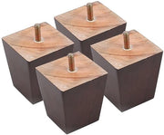 Set di Sostegni per Mobili da 4 - Sostegni in Legno Massello - Sostegni per Divano 10 cm - Regolabili - Moka - Carico di Sollevamento Elevato - Sostegni in Legno
