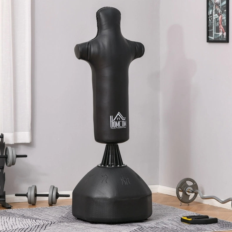 Sacco da Boxe Stabile 180 cm con Base Riempibile e Design Umanoide Nero