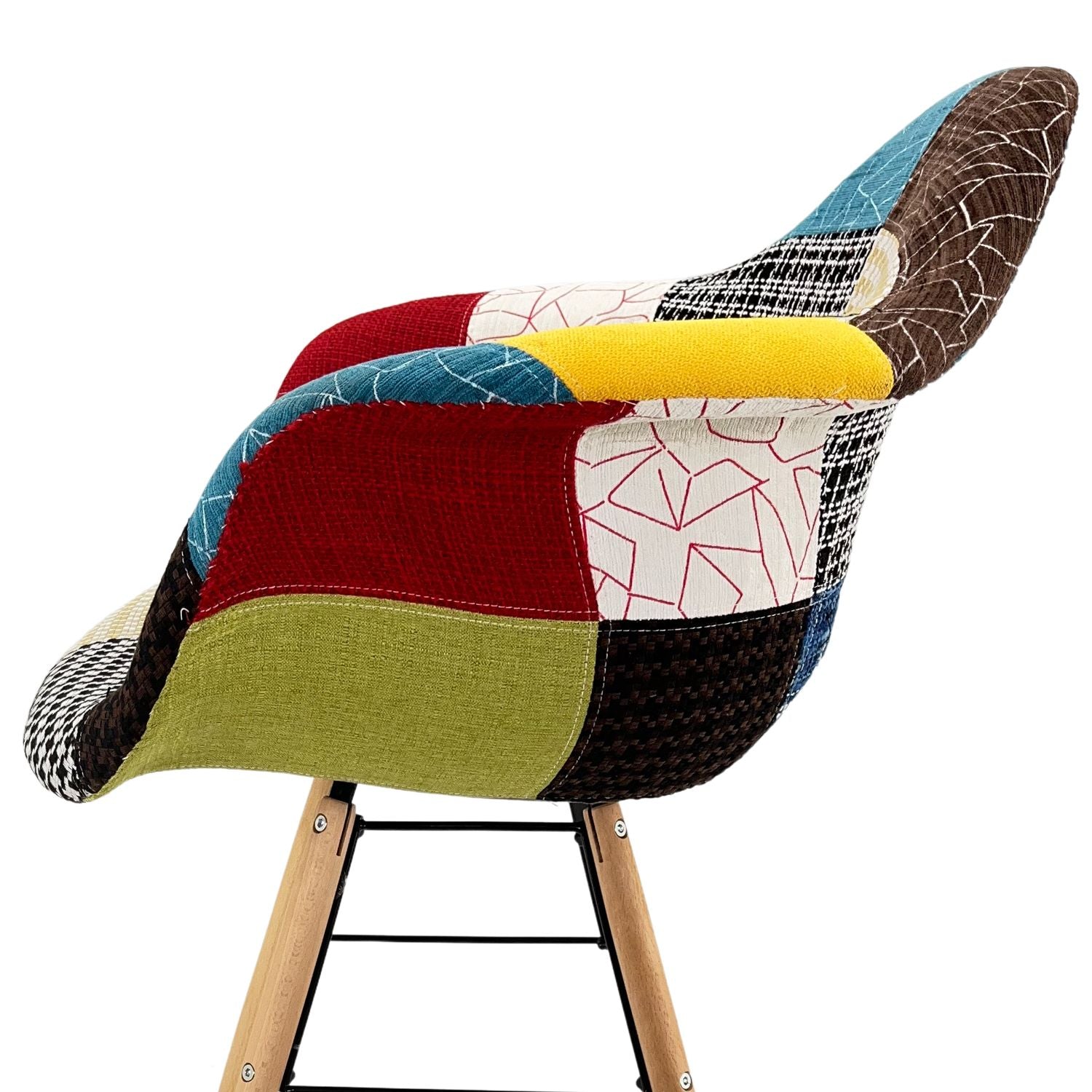 Marvin Poltrona Patchwork Relax Sedia Colorata Design In Tessuto Con Struttura Legno Di Faggio Schienale Braccioli Imbot