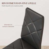 Set 2 Sedie 41x50x97 cm con Schienale Alto in Finta Pelle e Acciaio Nero