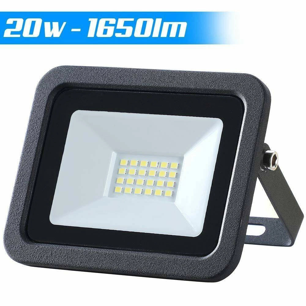 Trade Shop - Faro Led 20w Luce Alta Luminosita 1650lm Faretto Esterno Slim Bianco Freddo Ip65 -