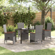 Set da Pranzo per Giardino con cuscino 5 pcs Grigio polyrattan 3379452