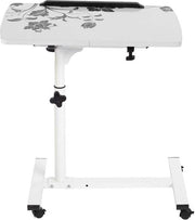 Tavolo da Scrivere Portatile con Ruote - Tavolo da Ospedale Adattabile per Sedia e Letto - Bianco .