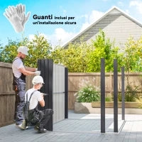 Capanno da Giardino con Lucernario in Acrilico e Fori di Drenaggio, in Acciaio, 200x258x201 cm, Grigio Scuro