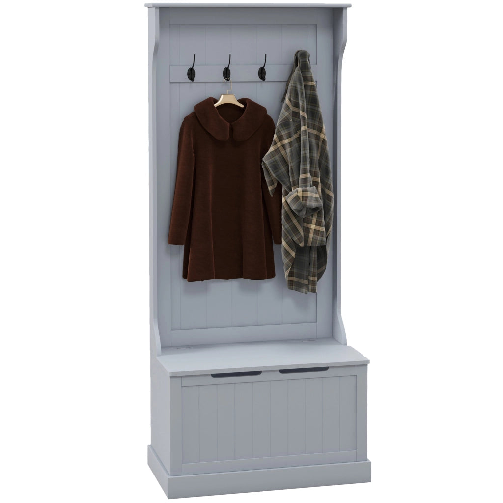 Armadio Appendiabiti con Panca e Cassetti ¨C Zephmum ¨C Grigio 71.5x39.5x170 cm