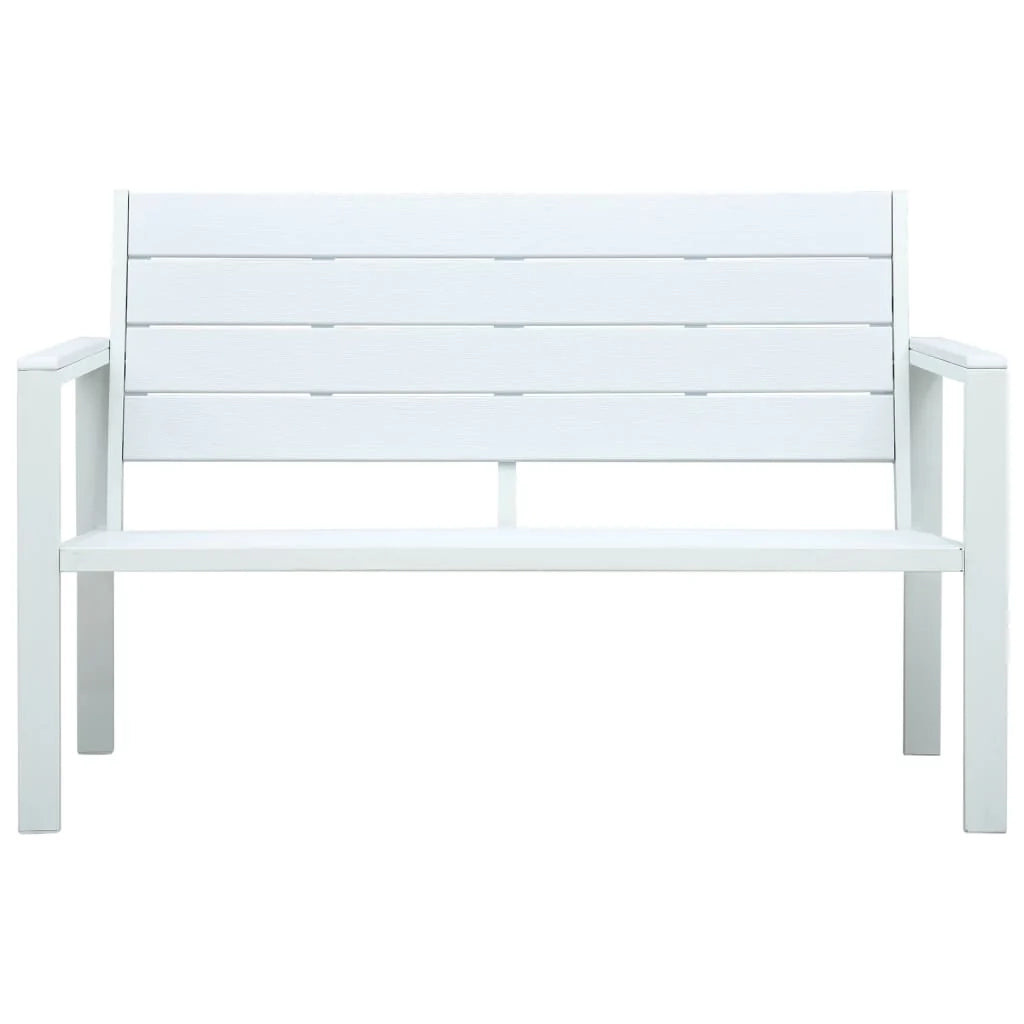 Panca da giardino mobili da esterno per patio terrazza 120 cm HDPE bianco effetto legno 02_0011204