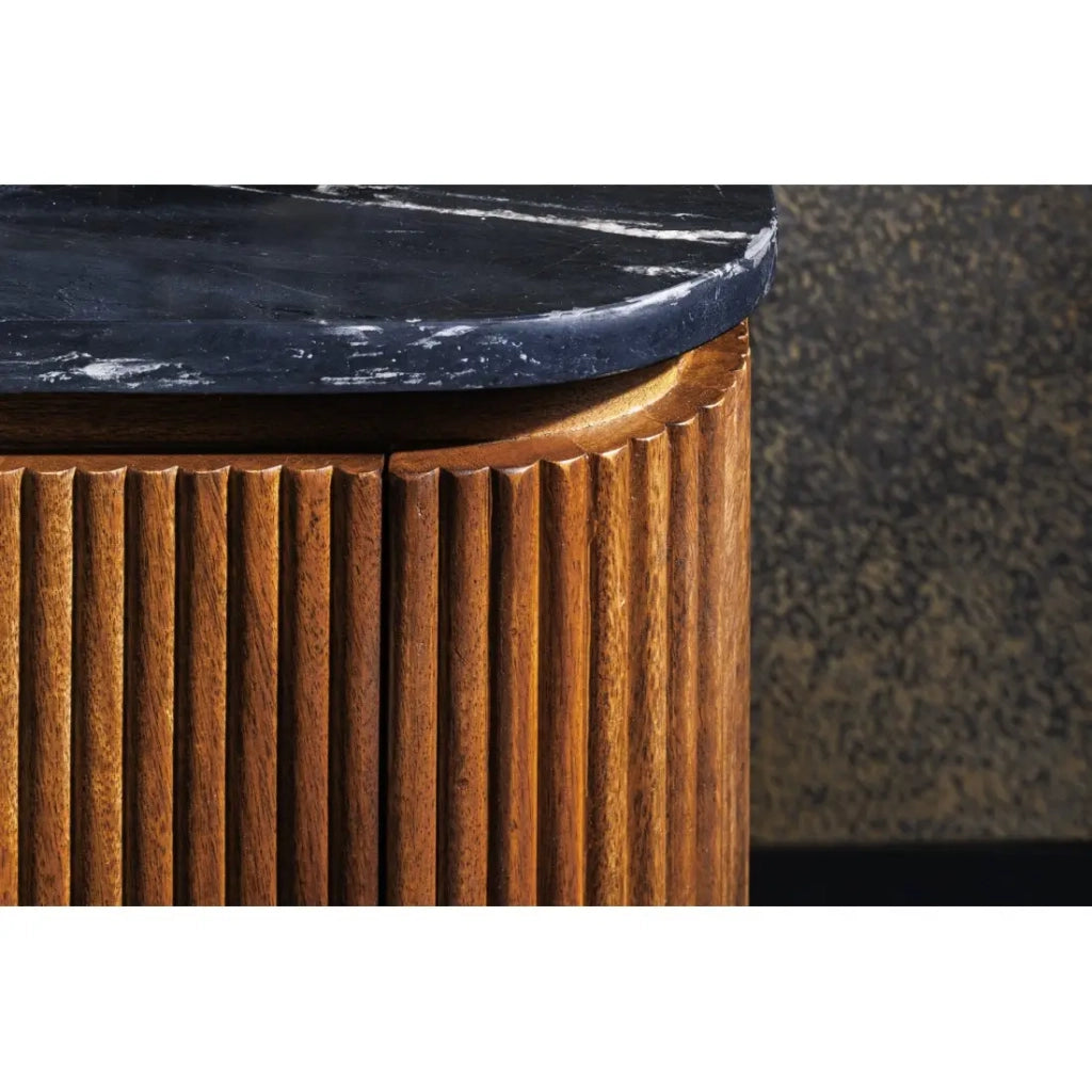 Tavolino basso rettangolare ORION 110 cm in legno di mango massiccio e marmo nero