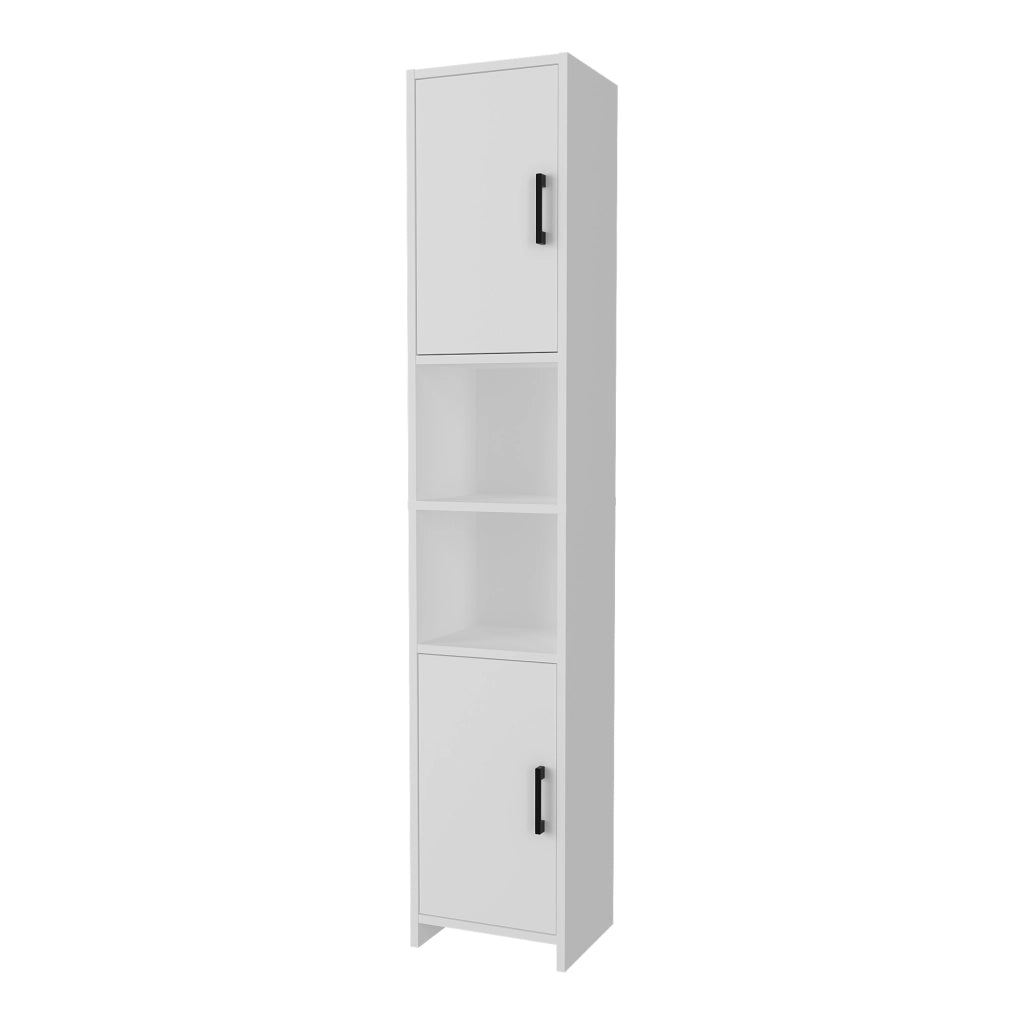Mobile a Colonna Rautrina a 2 Ante e Scomparti Aperti 180 x 35 x 30 cm - Bianco [en.casa]
