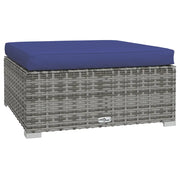 Poggiapiedi Giardino con Cuscino Grigio 70x70x30 cm Polyrattan CFW2774576