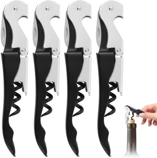 Set di servizio da bar per 4 persone - 3-in-1 Apripetali - Sguscianti - Apri bottiglia - Apri birra - Professionale con taglierino per fette di limone