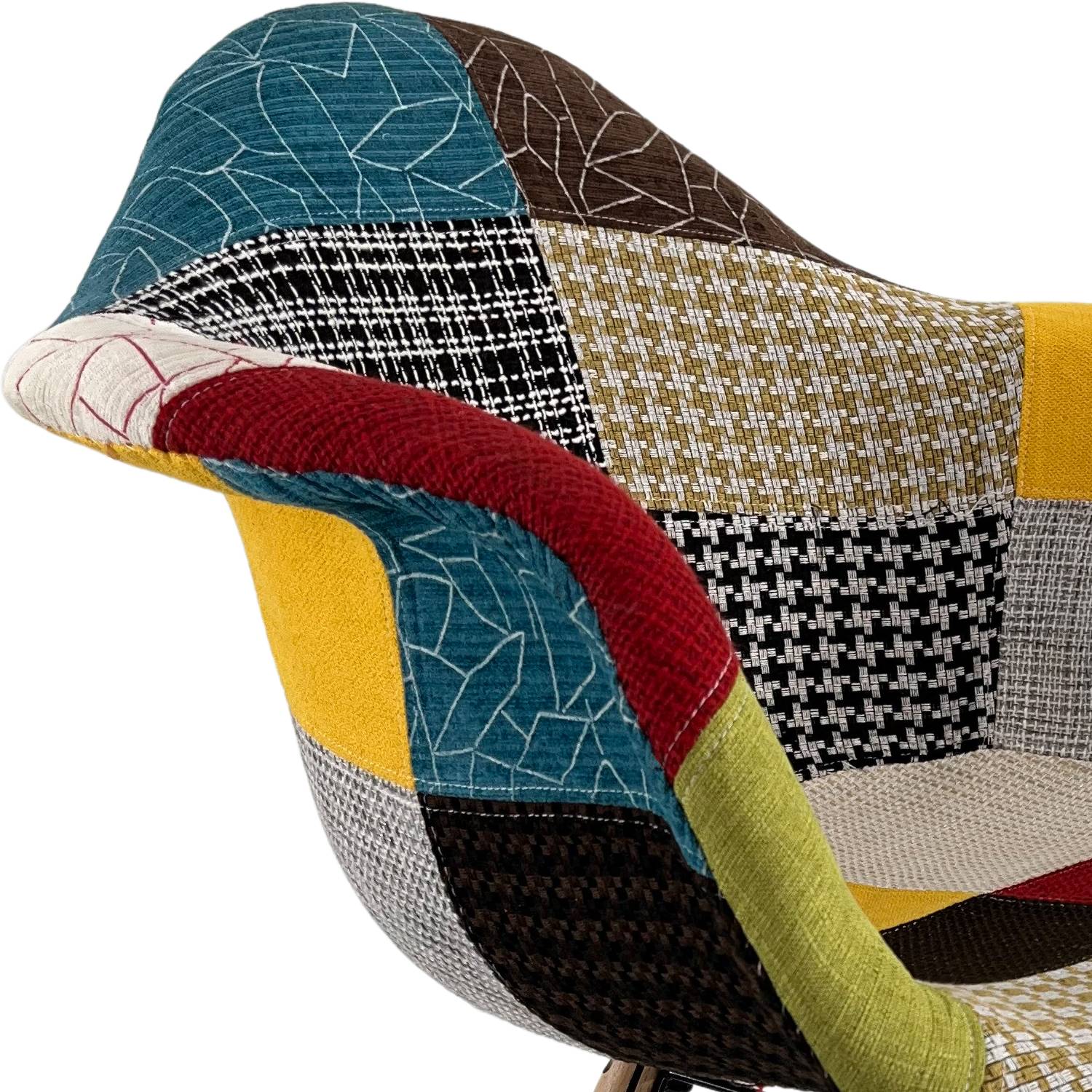 Marvin Poltrona Patchwork Relax Sedia Colorata Design In Tessuto Con Struttura Legno Di Faggio Schienale Braccioli Imbot