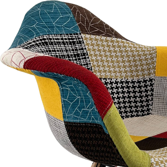 Marvin Poltrona Patchwork Relax Sedia Colorata Design In Tessuto Con Struttura Legno Di Faggio Schienale Braccioli Imbot