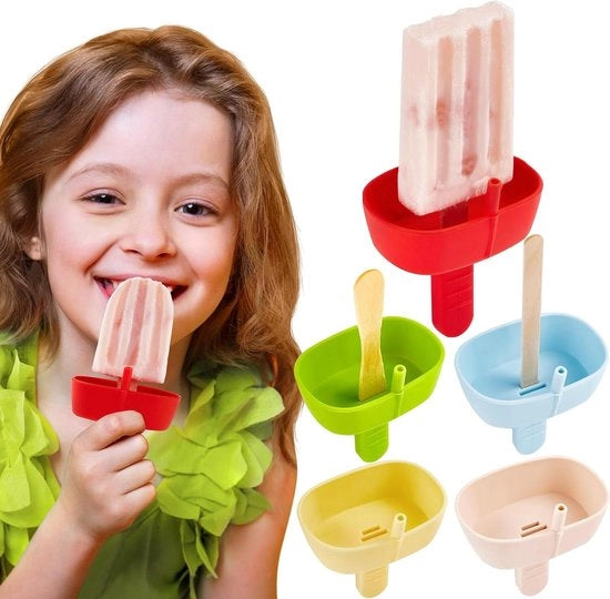 Set di sostegni per gelato in silicone con manico per bambini e bambini - Lotto da 5 - Gelatiera e gelatiera senza residui