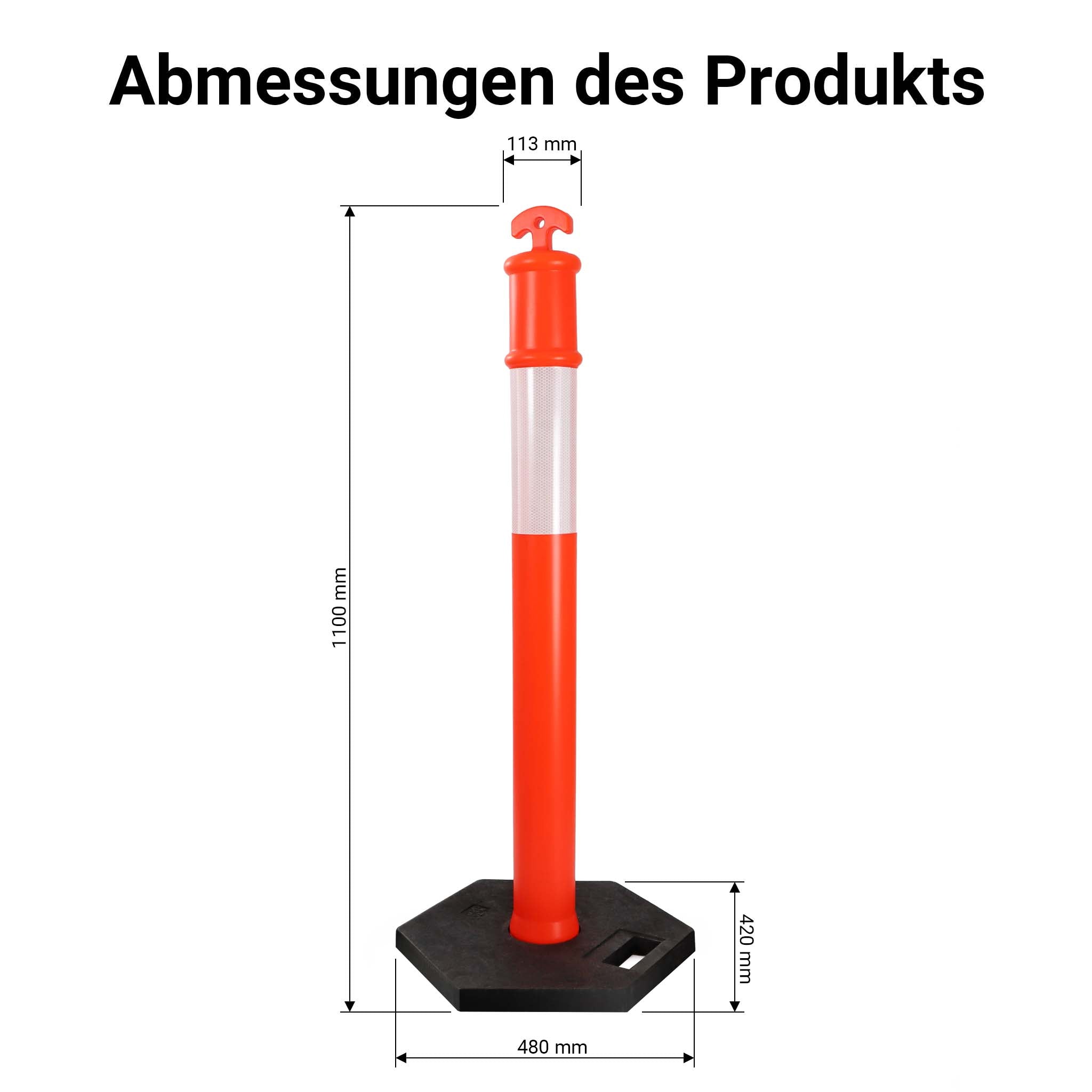 Paletti delimitatori catarifrangenti 110 cm con base ottagonale, 2 pali segnaletici stradali