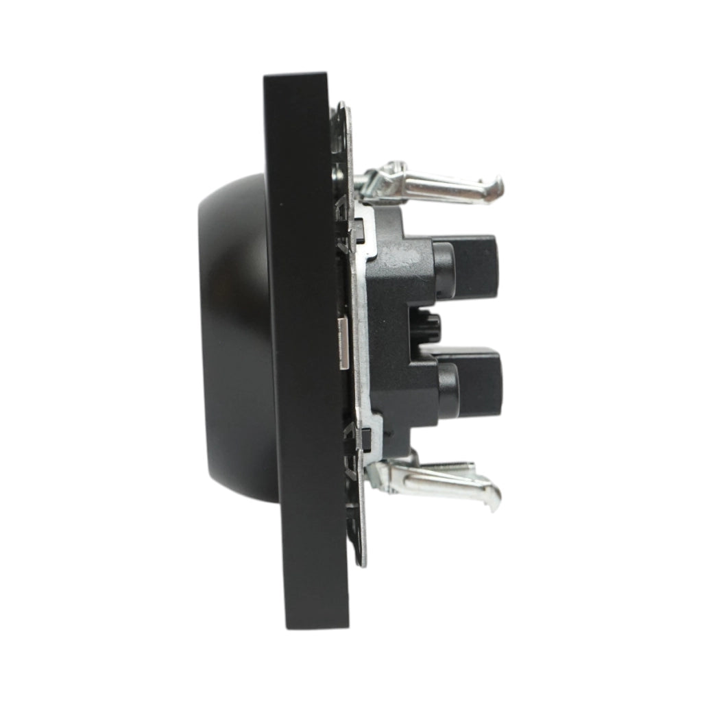 Doppia presa schuko nera da incasso 220V, 16A, ABS 83x150mm