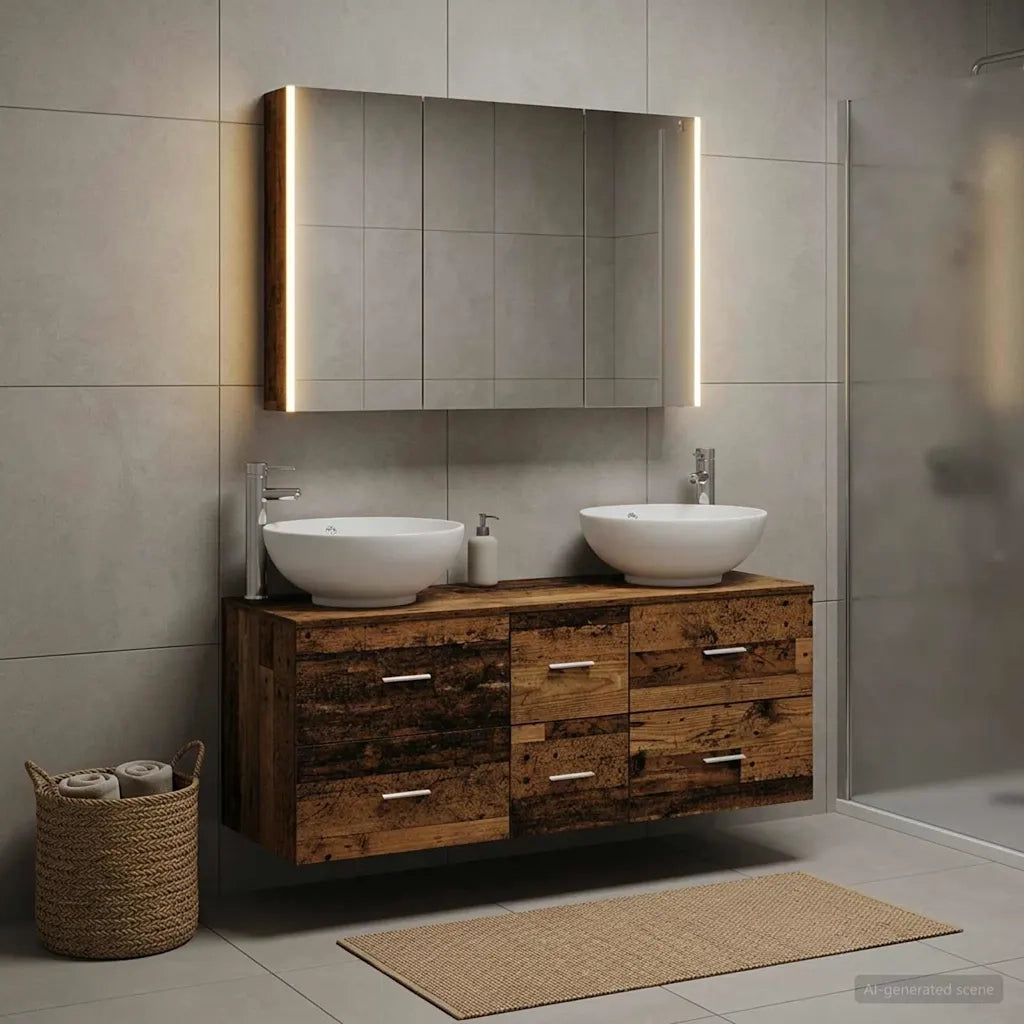 Set di mobili per il bagno 4 pcs Legno antico 3406989