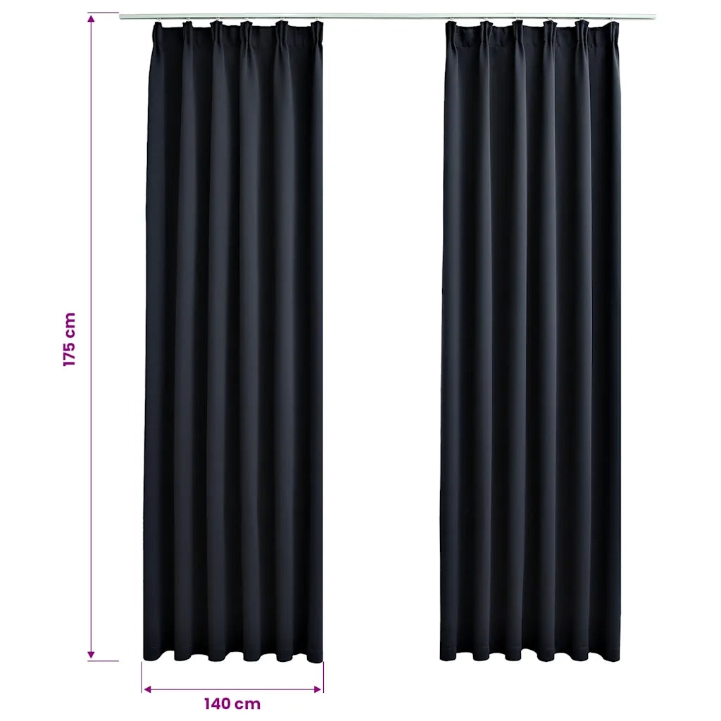 Tende Oscuranti con Ganci 2 pz Antracite 140x175 cm 134422