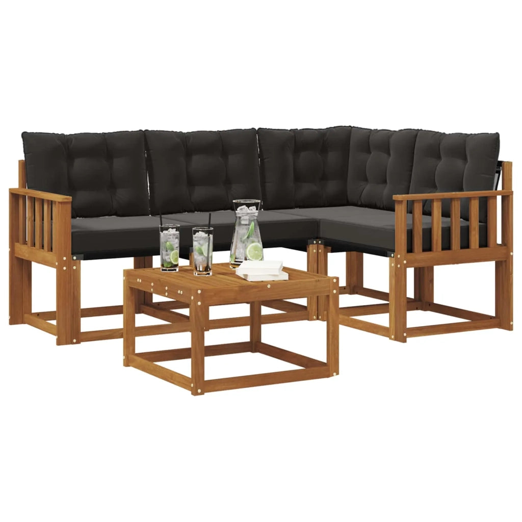 Set di divani da esterno con cuscino 5 pcs Naturale e Nero 3368639