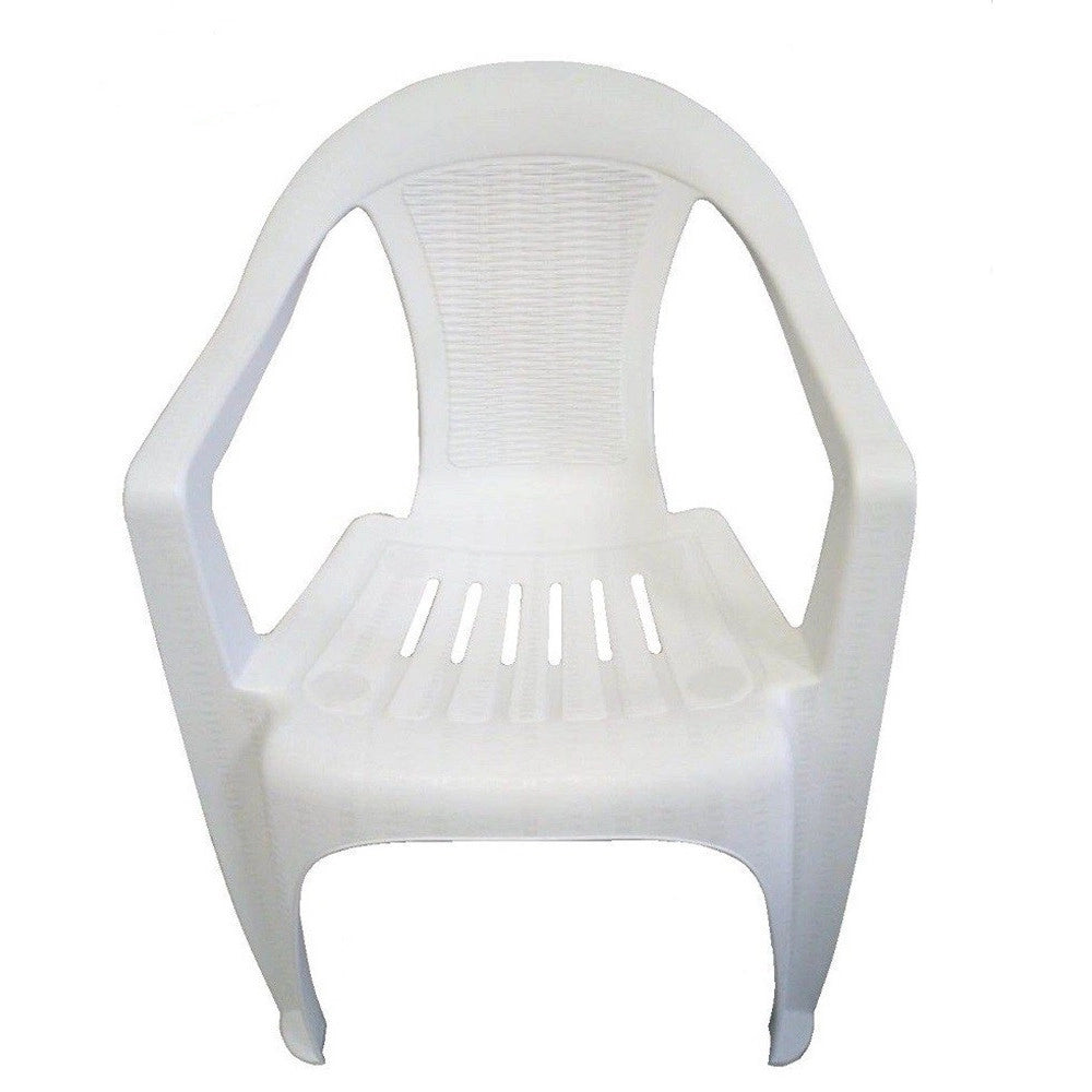 Trade Shop - Set 2pz Sedia Bianca In Plastica Monoblocco Impilabile Con Braccioli 53x43x78cm 007359 -