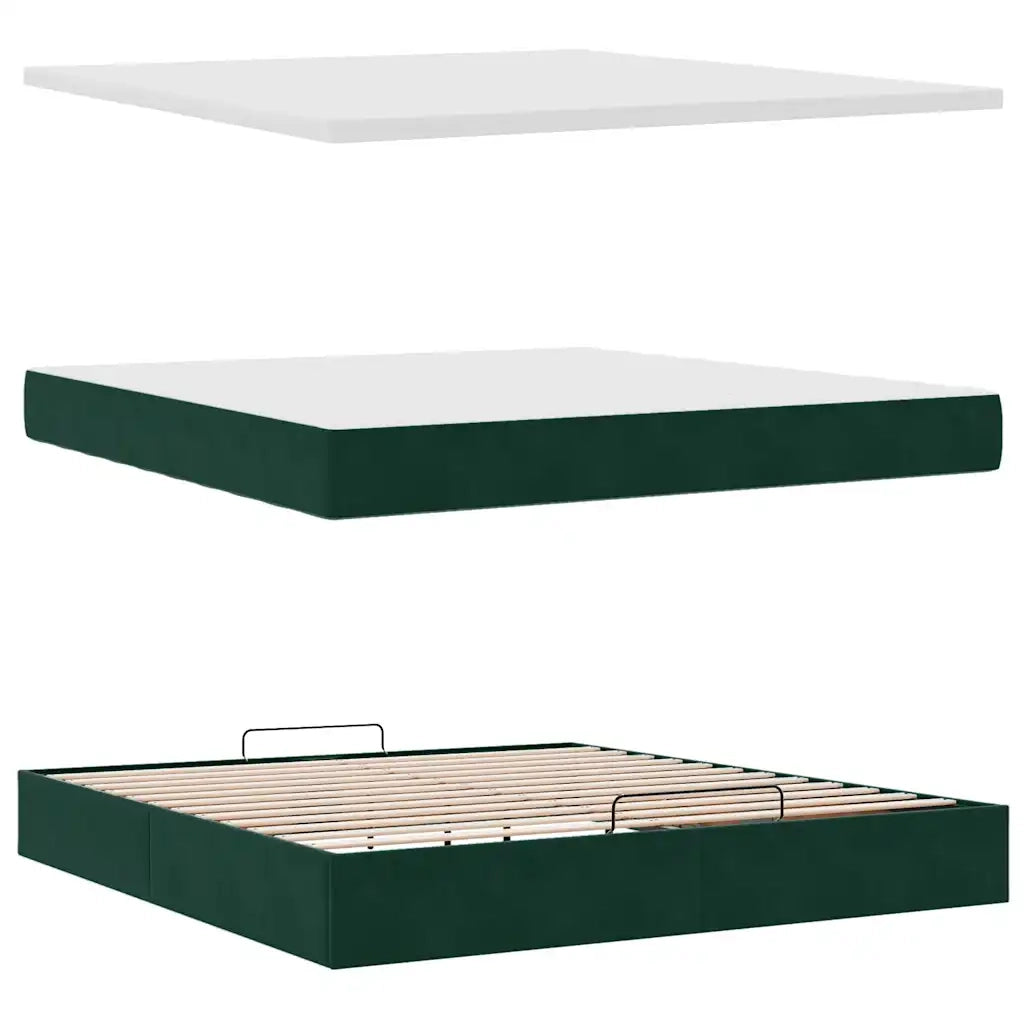Struttura Letto Pouf con Materasso 180x200 cm in Velluto