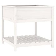 Fioriera rialzata per piante fiori patio giardino con ripiano 82,5 x 82,5 x 81 cm legno massello di pino bianco 02_0038412