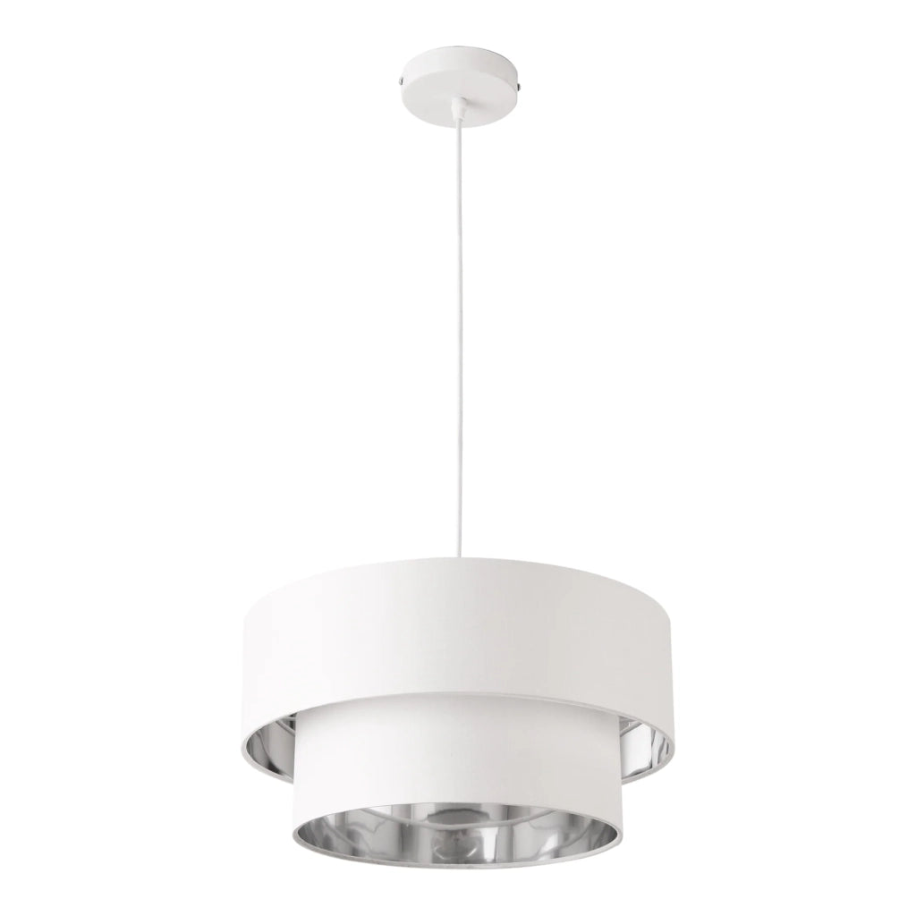 Lampada a sospensione 60W diametro 40cm argento-bianco 03_0005262