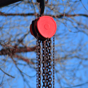 Paranco a catena manuale, max 3000 kg, con catena di 3 m, sollevamento di 2,5 m per carichi pesanti