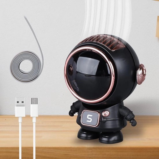 Ventilatore portatile per collo e mano - Ventilatore elettrico compatto - Ideale per attività all'aperto - Regalo per bambini - 5 velocità (nero)