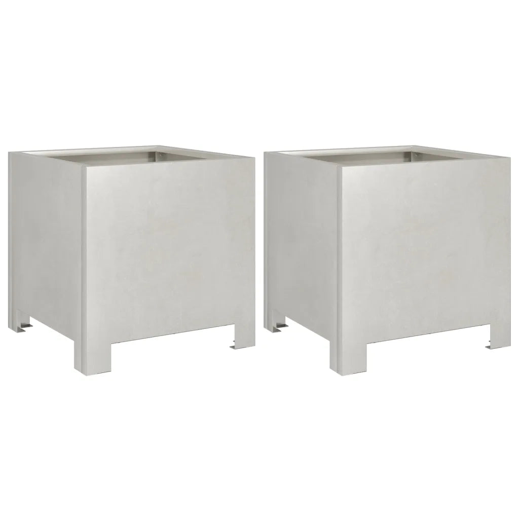 2 pz Fioriere | Cassetta per fiori | Vaso da Giardino 30x30x30 cm in Acciaio Inossidabile